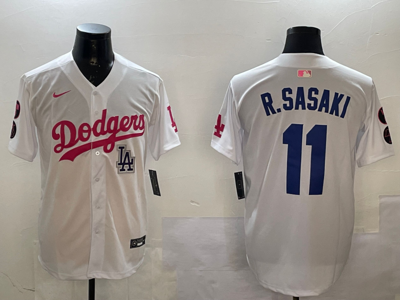 Men Los Angeles Dodgers 11 R Sasaki white 2025 MLB nike jersey style 9
